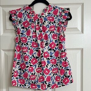 THML Pink and Blue Floral Blouse